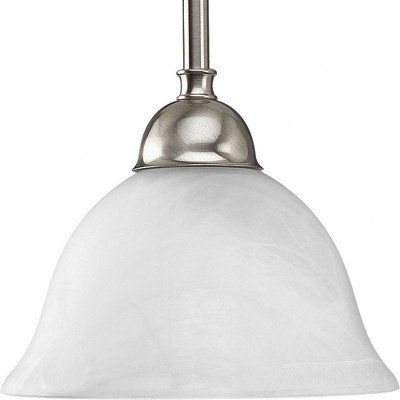 Progress Lighting Avalon 1-Light Brushed Nickel Mini-Pendant with Swirled Alabaster Glass Shade