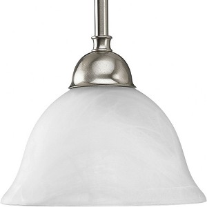 Progress Lighting Avalon 1-Light Brushed Nickel Mini-Pendant with Swirled Alabaster Glass Shade - 1 of 2