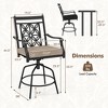 Costway Outdoor 360°Swivel Bar Stools Set of 4 with Seat Cushions High Back & Armrests - 3 of 4