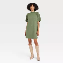 Women's Elbow Sleeve Knit T-Shirt Dress - Universal Thread™ Green M