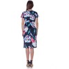 24seven Comfort Apparel Black Floral Knee Length Short Sleeve Faux Wrap Dress - 3 of 4