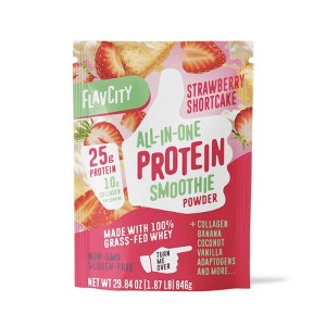FlavCity Single Serve Protein Smoothie Powder - Strawberry Shortcake - 42.5gms - 1 of 2