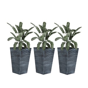 VisioGear 3PCS 24" Tall Large Taper Planters with Drainage Holes and Plug, Flower Pots for Patio, Gray, 14.25"*14.25"*24" - 1 of 4