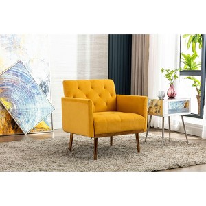 LOVMOR Modern Accent Chair w/Rose Golden feet & Upholstered,leisure single sofa for Living Room Bedroom Office - 1 of 4