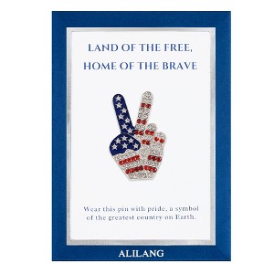 Anna-Kaci Flag Peace Sign Red White Blue Brooch Pin with Patriotic Gift Message Card & Envelope Jewelry Gifts - 1 of 4