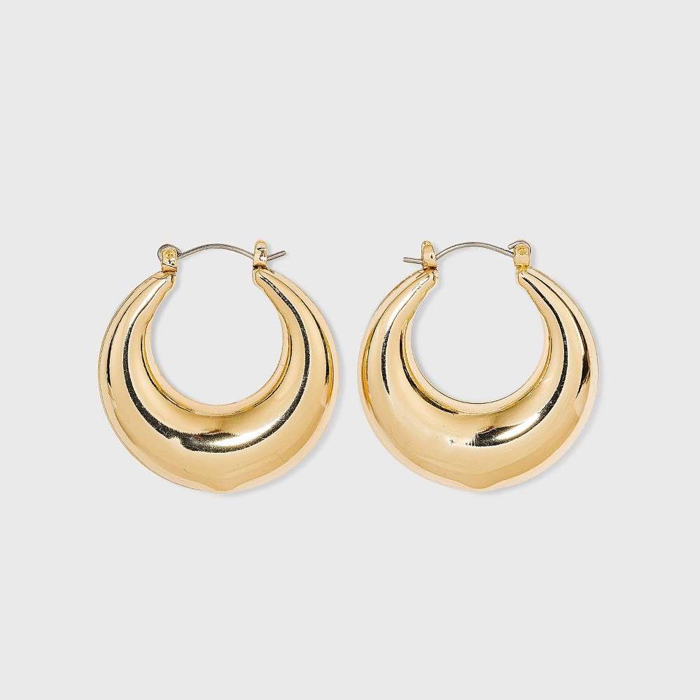 Photos - Earrings Thick Metal Hoop  - A New Day™ Gold