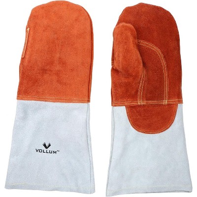 Vollum High-Heat Suede Oven Mitts Resistant to 572F, 1 Pair - 16" - Orange-Top