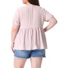 Agnes Orinda Women's Plus Size Crew Neck Short Sleeve Summer Casual Flowy Babydoll Blouses - 4 of 4