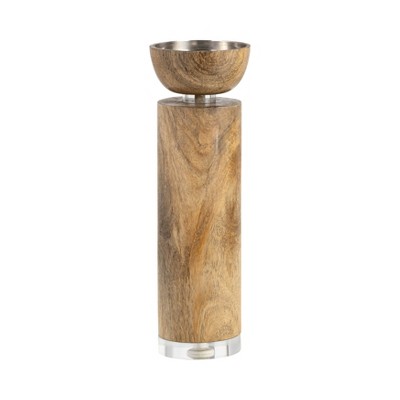 Modern Tabletop Candle Holder in a Natural Finish - Sleek Elegant Candle Holder for Living Room or Shelf Display