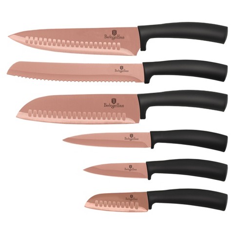  6 Piece Knife Set, 5 Beautiful Rose Gold Knives with Knife  Block, Sharp Kitchen Knife Sets, Multiple Size, All Purpose Kitchen Knives