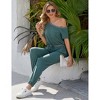 Womens Jumpsuit Casual One Piece Short Sleeve Off Shoulder Elastic Waist Romper with Pockets - 4 of 4