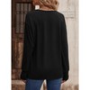 Women's Top V Neck Relaxed Fit Long Sleeve Button Cuff Casual Top - 2 of 4