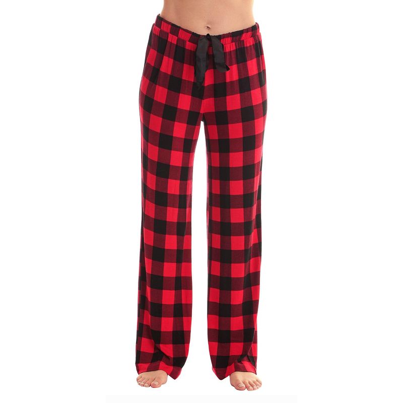 #followme Womens Ultra-Soft Rayon Spandex Knit Pajama Pants - Buffalo Check PJs, 1 of 4