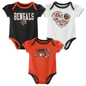 NFL Cincinnati Bengals Infant Girls' 3pk White Bodysuit - 1 of 4