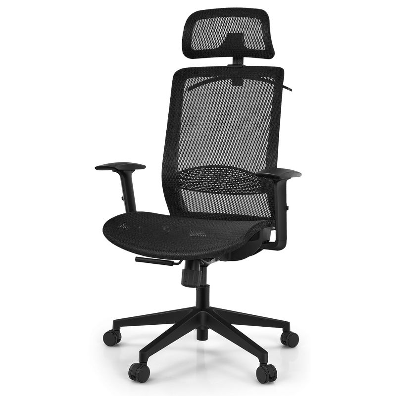 Costway Ergonomic High Back Mesh Office Chair Recliner Task Chair w/Hanger Grey\Black, 1 of 11