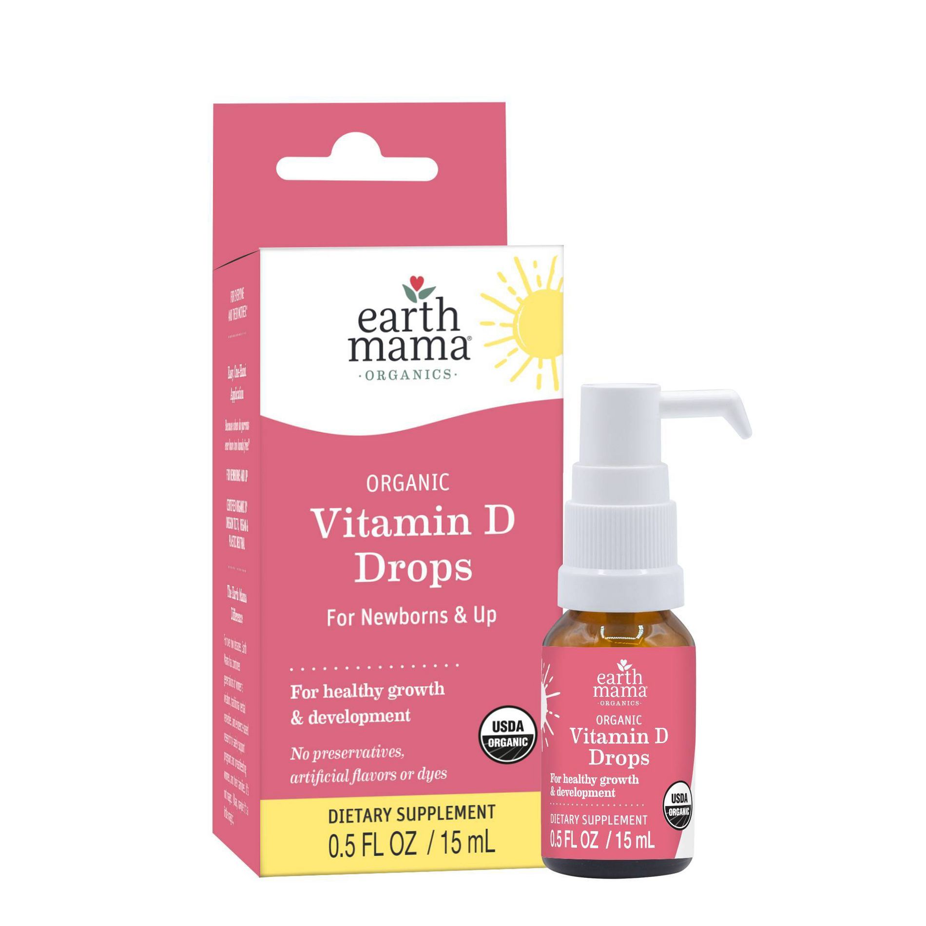 Earth Mama Baby Organic Vitamin D Liquid Drops - 0.5 fl oz