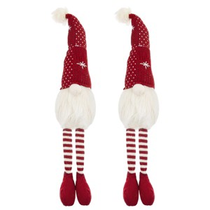 FURNIinspire Decorative Objects 2pcs Christmas Gnomes Decorations, Holiday Table Home Ornaments For Home, Office, Party, Red, 4.3"*4.7"*20.1" - 1 of 4