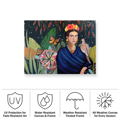 Frida Kahlo Portrait with Bird on Shoulder Canvas Art