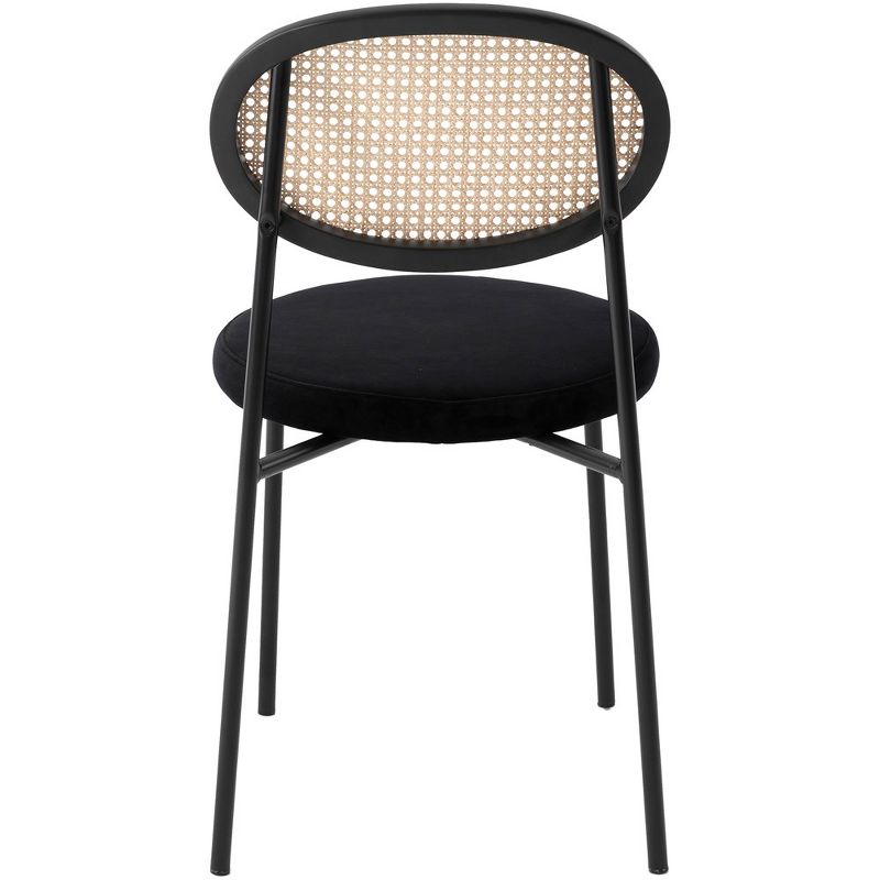 LeisureMod Euston Dining Chair with Wicker Back and Velvet Seat, 4 of 10