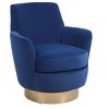 CAVINAS Swivel Chair, Swivel Accent Chair, Round Barrel Chairs with Gold Stainless Steel Base, Armchair for Living Room, Reading Chairs for Bedroom - 2 of 4