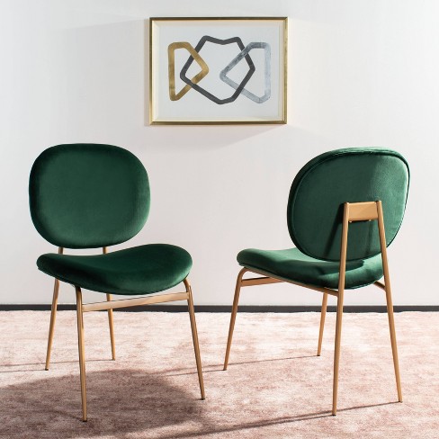 Set Of 2 Jordana Round Side Chair Malachite Green Gold