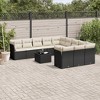 vidaXL 12 Piece Patio Sofa Set with Cushions Black and Cream Poly Rattan - With Table - 2 of 4