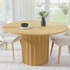 PexFix 52" Wood Round Dining Table Kitchen Table for 4-6 with Arc-Shaped Edge Top & Fluted Pedestal for Living/Dining Room Coffee Office Natural - 2 of 4