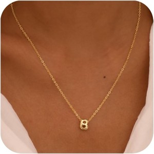 Personalized Initial Necklace - Dainty Bubble Letter Pendant In Gold/Silver, Non-Tarnish Fashion Jewelry Gift For Women & Teens - 1 of 4