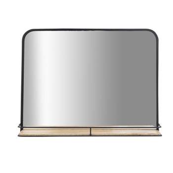 SAGEBROOK HOME 24"x18" Metal Mirror with Folding Shelf Black/Brown