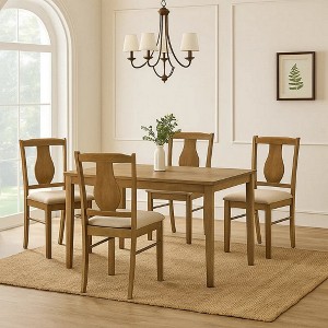 Royal Hampton 5 Piece Dining Table Set with 4 Chairs, Rubberwood, Weathered Oak - 1 of 4