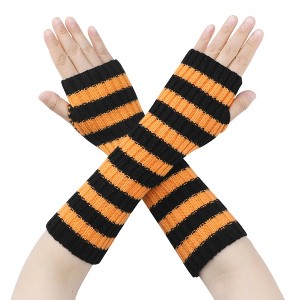 INSPIRE CHIC Women's Elastic Knit Winter Half Finger Thumb Hole Y2K Sleeves Gloves for Christmas Windproof 1 Pair - 1 of 4