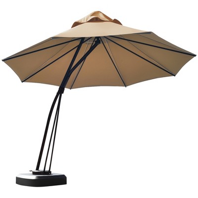 Tangkula 11ft Cantilever Offset Hanging 360°Rotation Patio Umbrella with Umbrella Base
