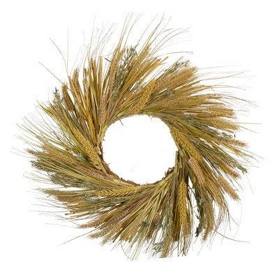 Northlight Wheat and Straw Stalks Artificial Wreath, 22-inch Unlit