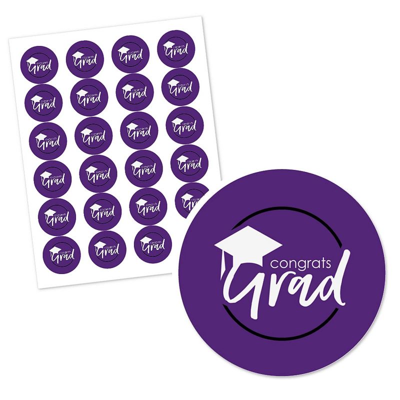 Big Dot of Happiness Purple Grad - Best is Yet to Come - Purple Graduation Party Circle Sticker Labels - 24 Count, 2 of 4