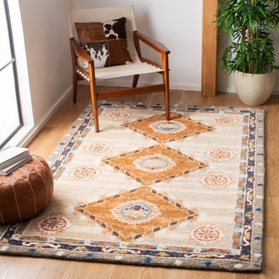 Aspen 3' Square Blue and Brown Wool Area Rug