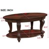 Hostack 42'' oval wood coffee table with 2-Tiers and Open Storage Shelf for Living Room, Cherry - 3 of 4