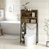 HOMCOM Over the Toilet Storage Cabinet, Over Toilet Bathroom Organizer with Sliding Door, 3 Storage Compartments and 4 Open Shelves - 2 of 4