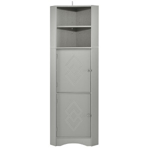 TiramisuBest Black Triangle Bathroom Storage Cabinet with Adjustable Shelves, Freestanding Floor Cabinet for Home Kitchen - 1 of 4