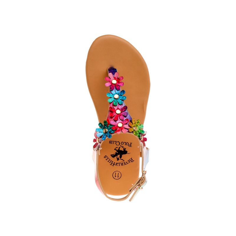 Beverly Hills Polo Club Girls Thong Sandal with Multi Flower Accents (Toddler), 4 of 6