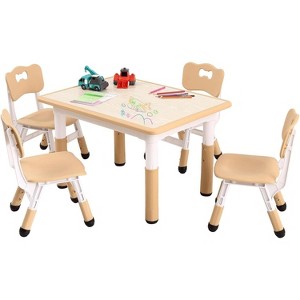 Kids Table and 4 Chairs Set,Multifunctional Desk Set, Height Adjustable, Graffiti Desktop, Easy to Wipe, Ergonomic Design for Ages 2-10 - 1 of 4