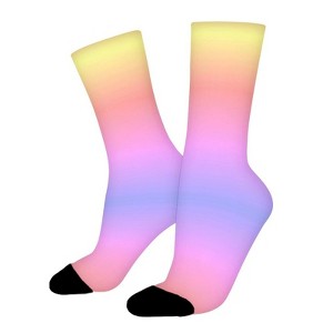 Rainbow Pink Yellow Purple Women Printed Crew Socks Funny Funky Socks Soft Polyester Novelty Gifts for Artists Men - 1 of 1