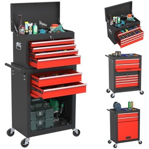 Huxxion 2-in-1 Rolling Tool Box, Large Capacity 6-Drawer Tool Box with Key and Wheels, Tool Chest for Repair Shop, Warehouse, Garage - 1 of 4