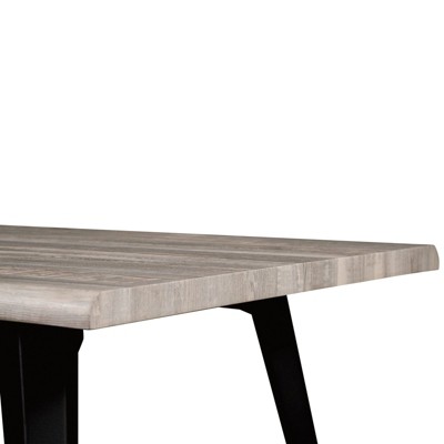 Sunbleached Grey Wood Rectangular Dining Table with Black Metal Legs
