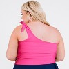 Calypsa Women's One Shoulder Layla Crop Swim Top WIth Built In Bra - 2 of 4