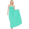 LA LEELA Women's House Daily Routine Evening Wear Solid Smocked Top Maxi Slit Dress Casual Strapless Tube Dresses for Women - 4 of 4