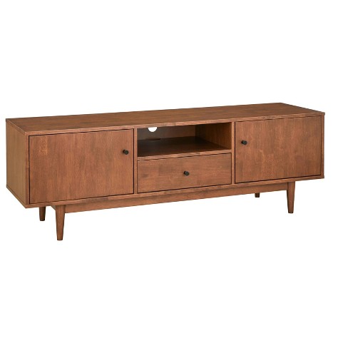 Lawrence Mid century Modern Tv Stand For Tvs Up To 80 Walnut Lifestorey Rubberwood Mdf Cable Management Target