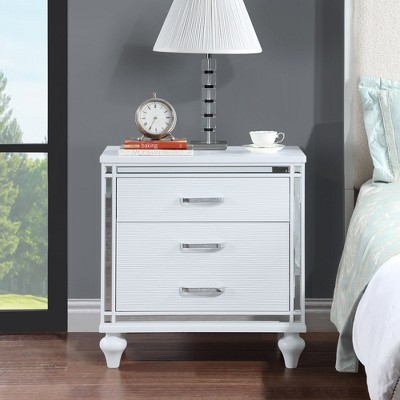 Modern Nightstands With Mirrored Frame, Bedside Table With 3 Storage Drawers, Multifunctional Side Table For Living Room Bedroom Small Spaces