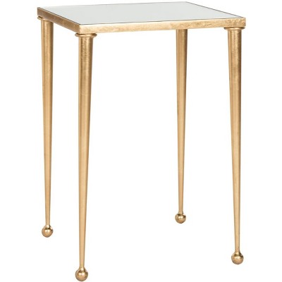 Nyacko 14" Square Gold Leaf Mirrored Transitional End Table