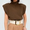 Womens Turtle Neck Cap Sleeve Sweater Vest Rib Knit Sweater Tops Pullover Sleeveless Sweater Chunky Sweater Tank Top - 2 of 4