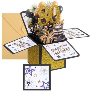 Unique Bargains 3D Handcrafted Pop-Out Funny Greeting Card Black Gold - 1 of 4